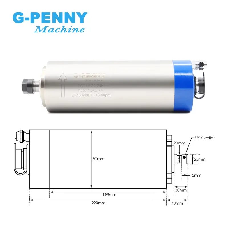 Gpenny 1.5kw ER16 D80mm Water  - Water Cooled Spindle ulasan dan harga